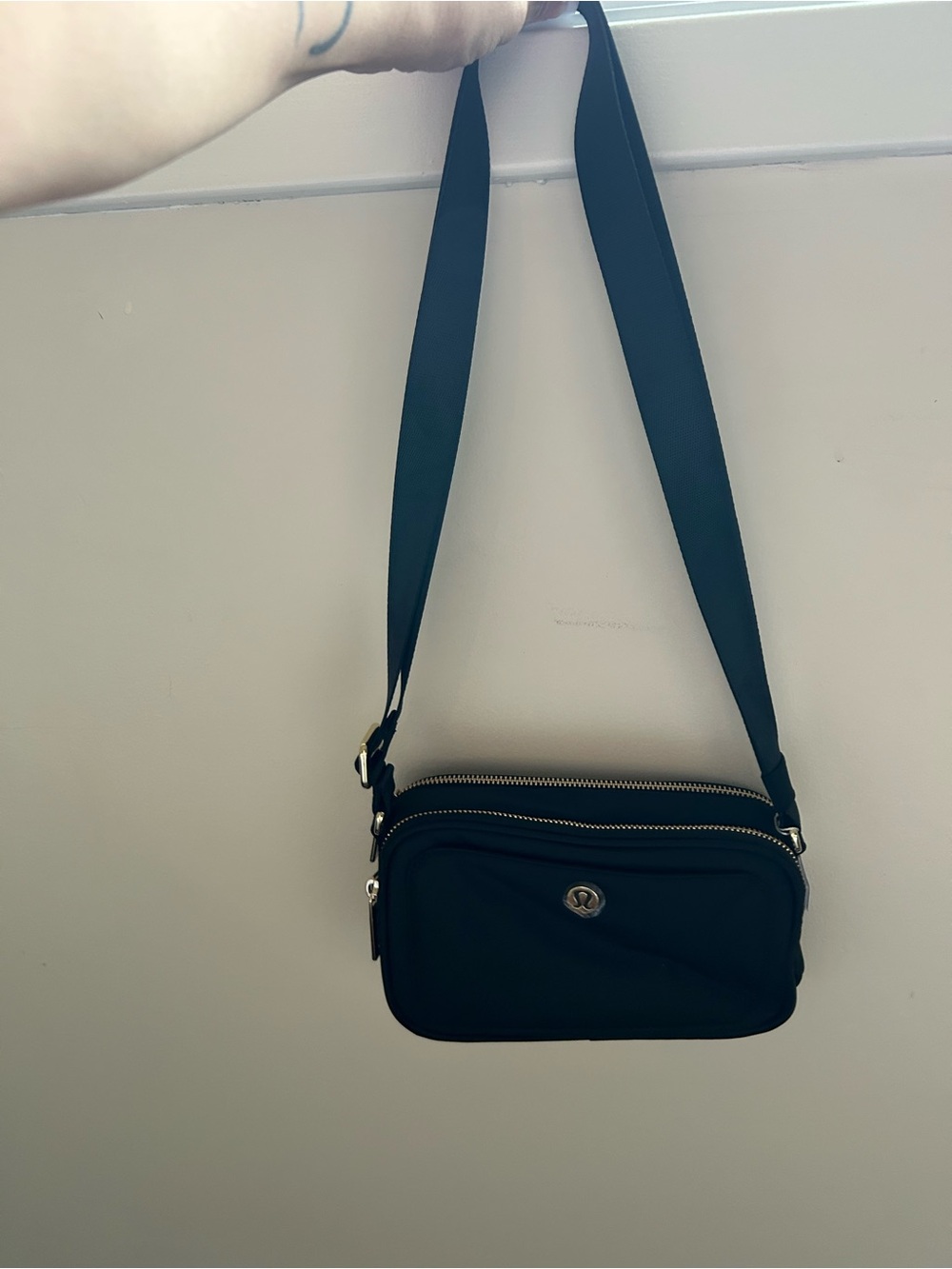 lululemon athletica Black Crossbody Bag with Gold Hardware